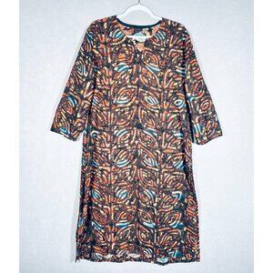 Neeru Kumar Dress Womens XL Brown Wool Silk Kaftan